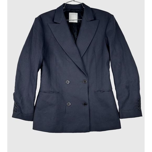 Sandro Paris wool blend Black Blazer Women Size 36 - Picture 1 of 13